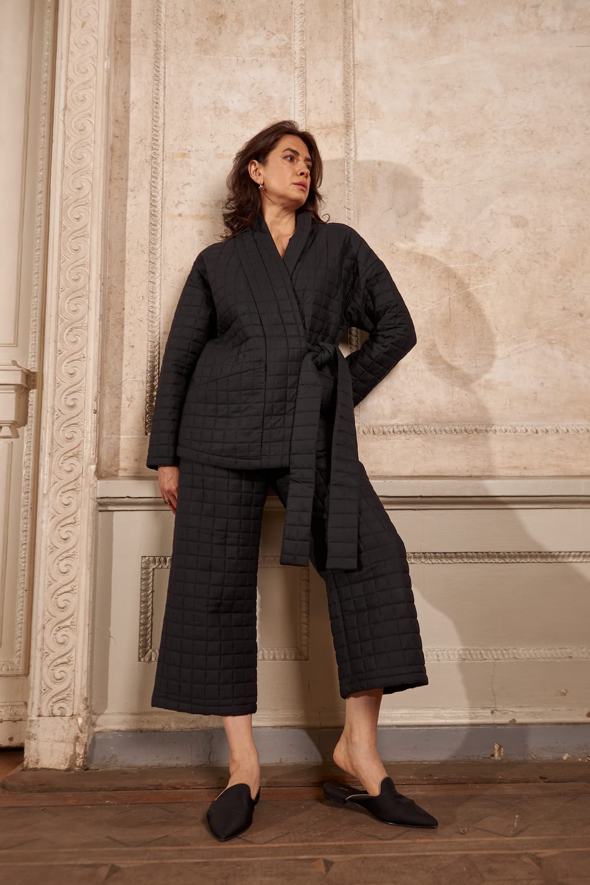 quilted suit black стьобаний костюм чорний 3
